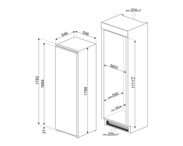 Встраиваемая морозильная камера Smeg S8F174DNE