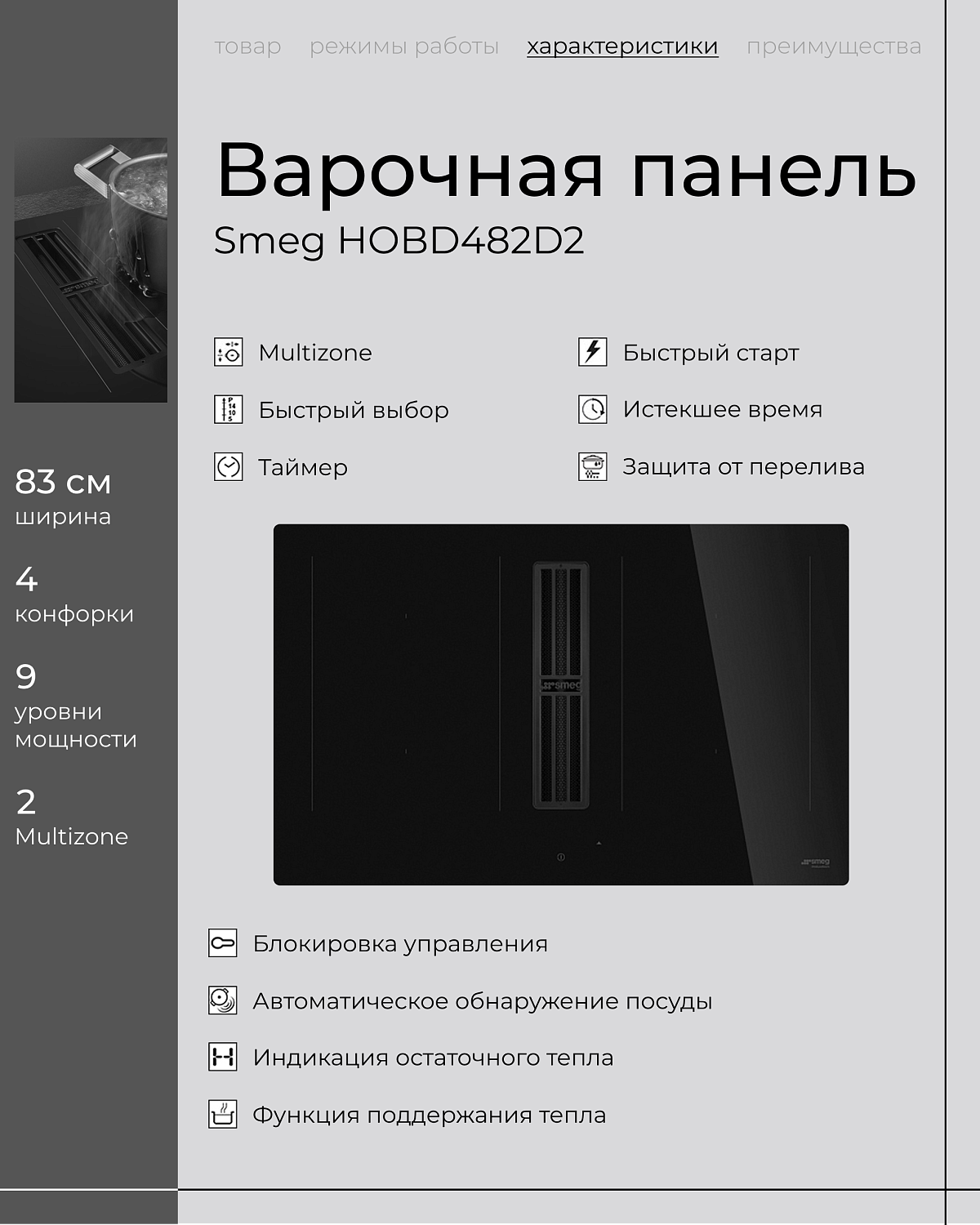 SMEG HOBD482D2 — индукционная варочная панель с итальянским характером!